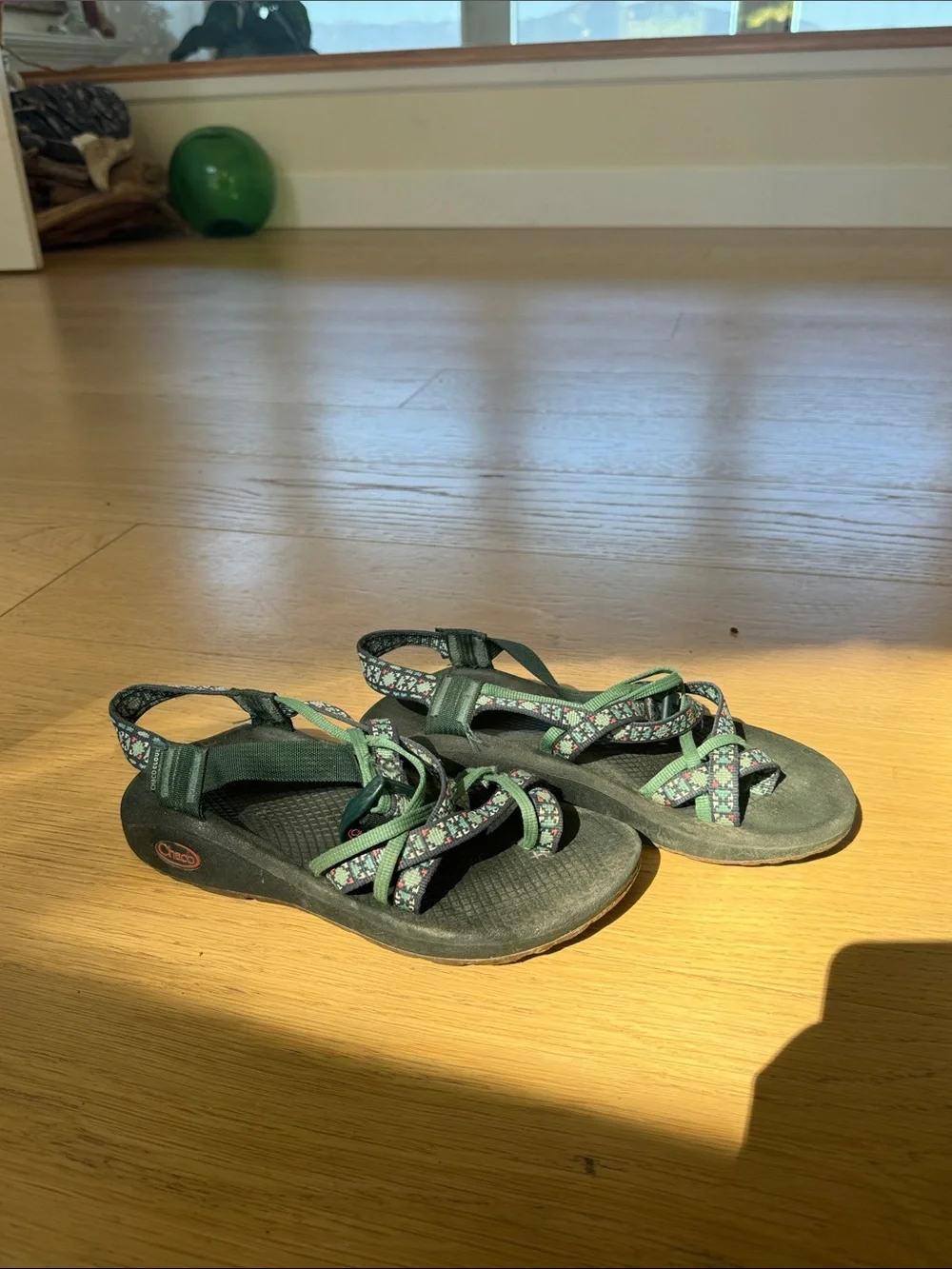 Chaco Women's Dark Green Patterned Strap Outdoor Sandals